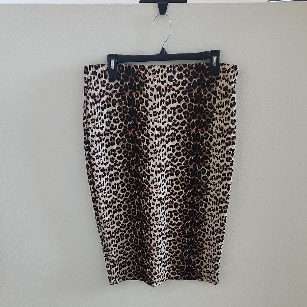 Brat Star Leopard Print Pencil Skirt